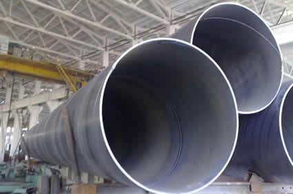 Spiral welded pipe production by submerged arc method is based on using tandem welding technique for joining inside and outside coil edges, which have been trimmed and beveled by carbide milling for high quality weld structure.